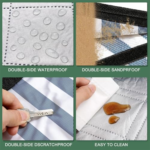 Picnic Blanket 80''x100'', Waterproof Sandproof Beach Outdoor Camping Mat Extra Large Foldable Gingham Big Travel Essential Accessories Gift Park Patio Lawn Garden Grass Ground Music Festival