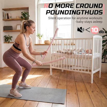 Cordless Battle Ropes for Home Gym & Apartment-Portable Ropeless Battle Ropes for Strength Training, HIIT & Full Body Exercise Includes Workout Guide & Storage Bag