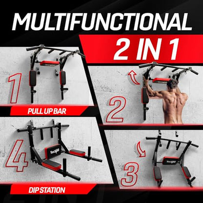 Yes4All Pull Up Bar Wall Mounted - Multifunctional Wall Mounted Pull Up Bar for Home Gym Workout Strength Training Equipment - color: A. Multifunctional Wall Mounted Pull Up Bar