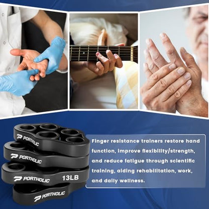 4 Pack Hand Exerciser Grip Strengthener, Finger Stretcher Hand Grip Resistance Bands Hand Strengthener Hand Strengthening Forearm Exerciser for Arthritis - color: Black