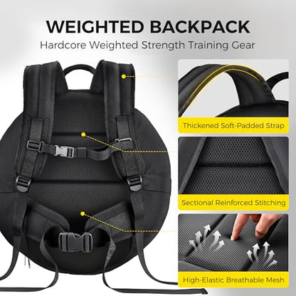 Weighted Strength Training Backpack – Adjustable Weight Plate Bag for Calisthenics, Pull-Ups, Squats & Core Workouts – Fits 17.7" Gym Plates – Metal Buckle Straps & Reinforced Stitching