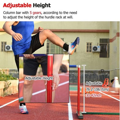 Height Adjustable Hurdles, Pro Adjustable Speed Agility Hurdles for Obstacle Training, Portable Aluminum Sport Squad Hurdle Set, Fitness Group/School Track and Field, A
