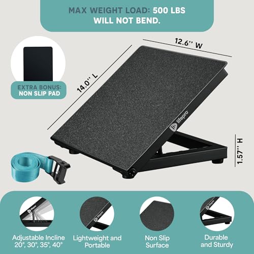 Lifepro InclineX Slant Board — Adjustable Calf Stretch Board with Nordic Strap — 4-Angle Incline for Calf Stretching, Squats & Ankle Mobility & Holiday Gifts