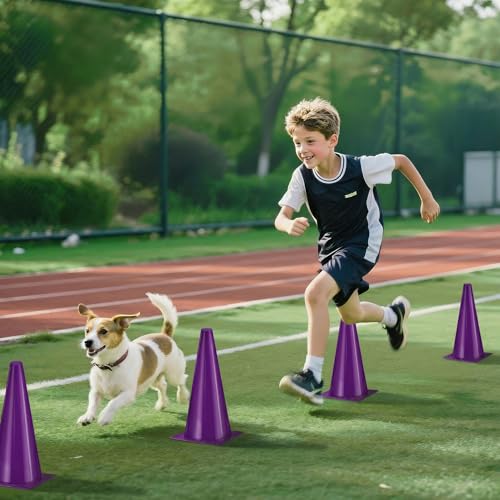 12 Inch Durable Cones,12pcs Versatile Plastic Traffic Cones and Soccer Cones for Sports Training,Agility Drills,Parking Safety,Basketball Training,Football Training.