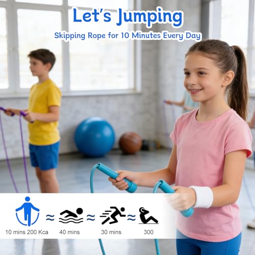 Jump Rope for Kids,5P Colorful Jumping Rope for Fitness and Exercise,Lightweight Adjustable Skipping Ropes for School Events and Family Fun