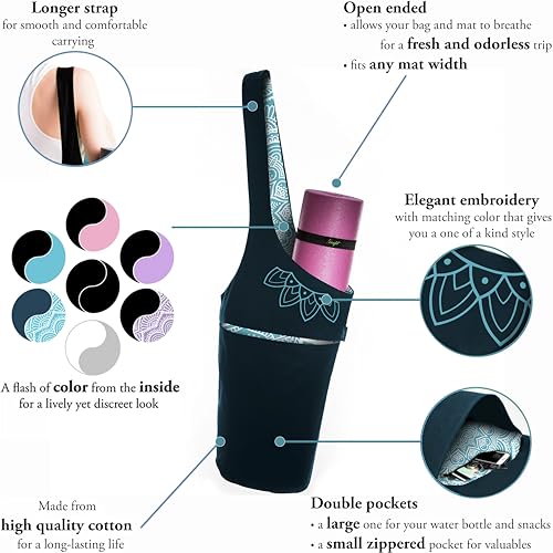 Yoga Mat Bag – Versatile Yoga Bag with Mat Straps & Storage Pockets, Holds Yoga & Pilates Mats, Lightweight & Durable