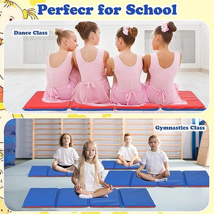 6 Pack Folding Rest Mat Toddler Nap Mat Upgraded Folding Exercise 1 Inch Thick 4 Section Classroom Sleeping for Preschool Daycare Kindergarten Yoga School Travel Home Supplies - color: Red, Blue