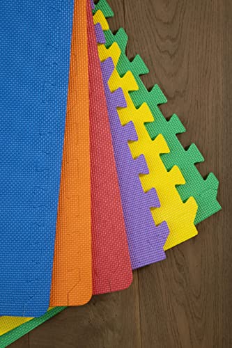 Interlocking Gym Floor Tiles 3/8 Inch – EVA Foam Puzzle Mats for MMA & Home Gym, Non‑Slip Exercise & Play Mat Set, Tatami Textured by Square Brands