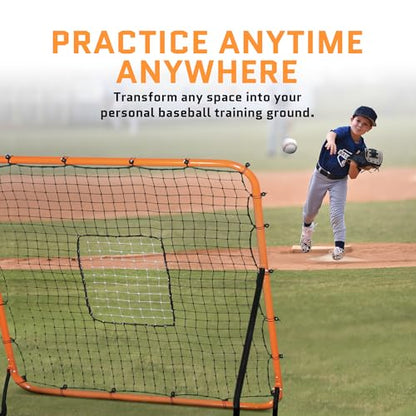 ACELETIQS Volleyball Rebounder Net, Soccer Rebounder, Lacrosse Rebounder, Baseball Rebounder Net | Improve Pitching and Fielding Training, Spiking, Passing and Shooting Skills - color: Orange