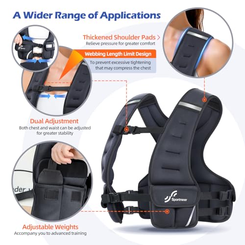 Sportneer Adjustable Weighted Vest Woman: 6-10lb/10-18lb Weighted Vests - color: Black, size: 10-18 lbs