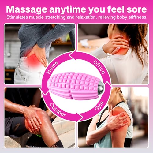 Mini Massage Ball 4 Speeds Vibrating Massage Roller Ball for Foot,Leg,Palm,Hand,Neck,Back,Trigger Point Portable Muscle Plantar Fasciitis Relief Relaxation for Athletes & Office Workers (Pink)