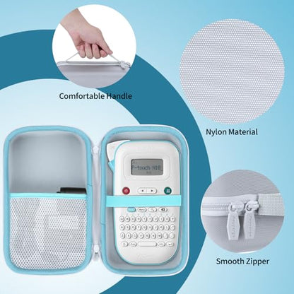 Case Compatible with Brother P-Touch PT-N10 Personal Handheld Label Maker (Case Only) - color: White+Blue Zipper, size: for P-Touch PT-N10