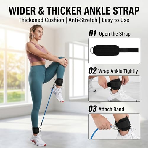 Running Yoga Exercise Step, 60lbs Ankle Resistance Bands with Cuffs, Adjustable Padded Leg Straps for Working Out, Leg Workout Equipment for Agility Training Track and Field Gym Accessories