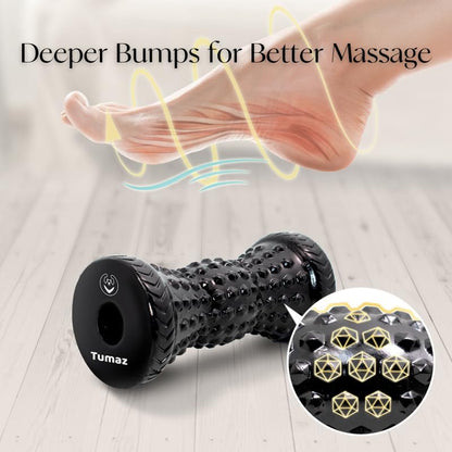 Tumaz Massage Ball & Foot Roller 3-in-1 Set with Spiky Ball, Lacrosse Ball, Massage Roller - Ergonomic Design to Relieve Plantar Fasciitis for Deep and Superficial Muscle Pain - color: Diamond(black) 3-piece Set