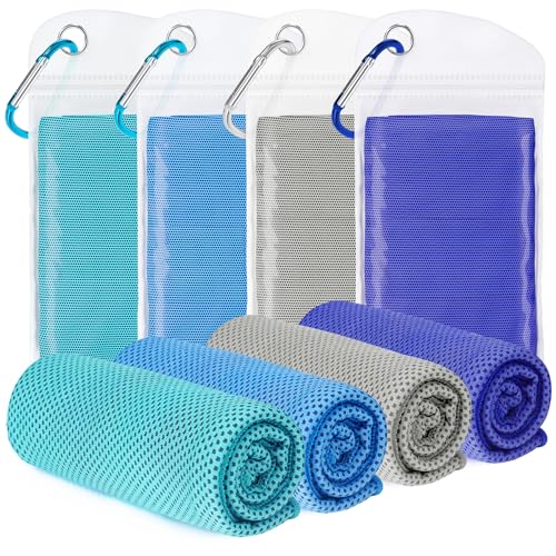 4 Pack Cooling Towels for Neck and Face(40"x12"), Cooling Neck Wraps, Ice Towel for Hot Weather, Soft Breathable Gym Towel, Cool Towel for Workout, Camping, Yoga, Sport, Running - color: Royal Blue/Gray/Light Blue/Lake Blue