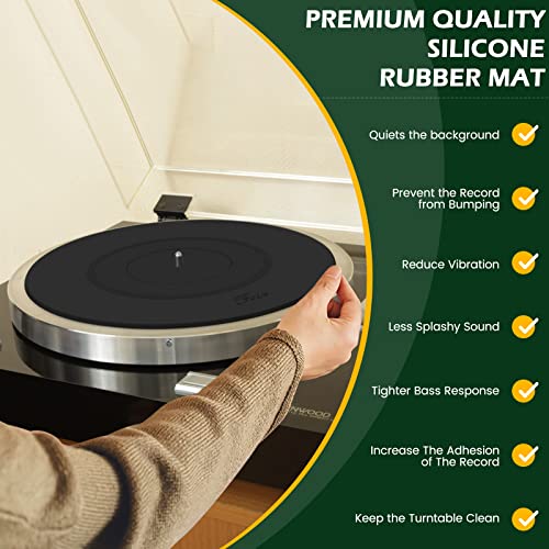 Turntable Platter Mat Black Rubber Silicone Design for Universal to All LP Vinyl Record Players