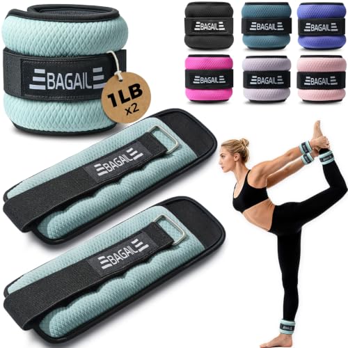 BAGAIL Ankle Wrist Weights for Women & Men, Set of 2 (Available in 0.5/1/2/3/4/5 lb Each), Wearable Leg Arm Weights with Sleek Design & Secure Fit for Walking, Running, Pilates, Home Fitness - color: Light Blue, size: 1 lb Each (2 lb Total Pair)