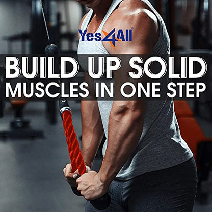 Yes4All Deluxe Tricep Rope Cable Attachment, 27 & 36 inch with 4 Colors, Exercise Machine Attachments Pulley System Gym Pull Down Rope with Carabiner - color: E. 36" Red