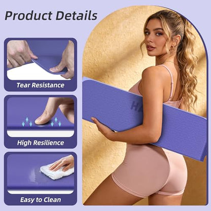 HAHE Foldable Yoga Exercise Mat, 74"Lx32"Wx1/3"Thick, TPE Multi-purpose Workout Mats with Non-slip Surface, Portable for Yoga/Pilates/Studio/Home Gym - color: Deep Purple+Light Purple