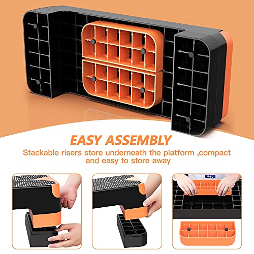 GYMMAGE Aerobic Exercise Step, Adjustable Height, - color: Orange