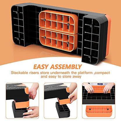 GYMMAGE Aerobic Exercise Step, Adjustable Height, - color: Orange
