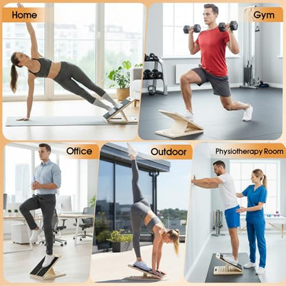 Slant Board for Calf Stretching – 5-Level Adjustable Incline Board for Plantar Fasciitis & Achilles Tendon Relief, Non-Slip Wooden Physical Therapy Tilt Board for Exercise, Balance, Ankle & Knee Recovery, Home Gym