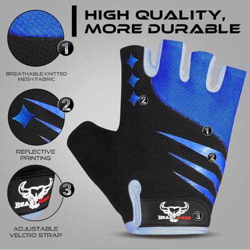 Half Finger Cycling Gloves for Men Women, Gel Padded Anti-Slip Shock Absorbing Weight Lifting Gym Gloves Cycle Mountain Bike Gloves for MTB, Biking, Hiking