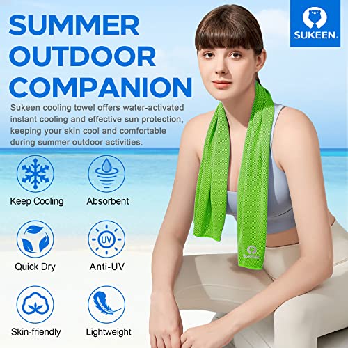 Sukeen 4 Pack Cooling Towels (40"x 12"), Cooling Neck Wraps, Soft Ice Towel - color: Dark Blue/Green/Black/Pink