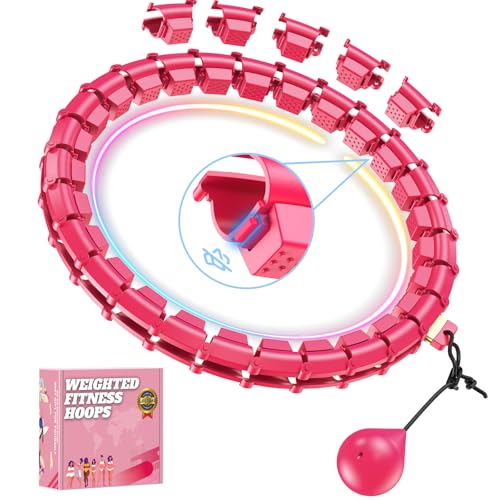 Fit Hoop Weighted Hula Pilates Circles, 32 Detachable Parts,Weight Loss Fitness Gear, Quiet Home Workout Tool - color: ROSY