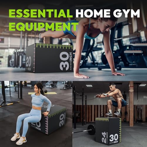 3-in-1 Plyo Box – Plyometric Jump Box with Durable High-Density Foam Core and Non-Slip Surface for Box Jumps, Squats, and Home Gym Workouts