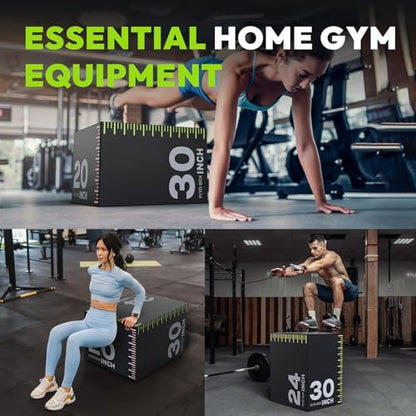 3-in-1 Plyo Box – Plyometric Jump Box with Durable High-Density Foam Core and Non-Slip Surface for Box Jumps, Squats, and Home Gym Workouts