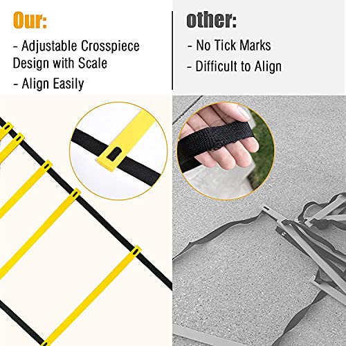 Sports Speed Agility Set 12 Disc Cones 4 Steel Stakes and Agility Ladder for Football Basketball Rugby