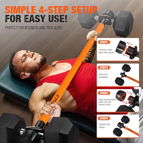 Dumbbell Converter, Convert Dumbbells to Barbell Set, Weight Bar for Bench Presses, Squats, Hip Thrust, Deadlifts, Home Weightlifting and Strength Training, Versatile Home Gym Equipment