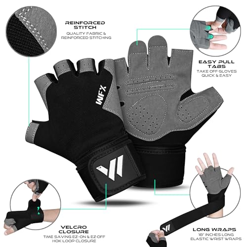 WESTWOOD FOX Gym Gloves Fitness Training Anti Slip Shock-Absorbing Weight Lifting Gloves Padded Grip Breathable Fingerless Workout Support for Men Women Cycling Exercise