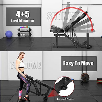 SunHome Smith Machine, Power Cage Squat Rack with Smith Bar, LAT Pull-Down Systems, Cable Crossover Machine and Cable Attachment for Home Gym