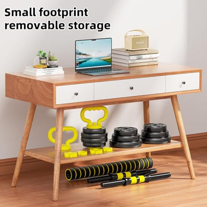 Adjustable Dumbbell Set, 10-90lbs Free Weights with Connector – 4 in 1 Dumbbells, Barbell, Kettlebell & Push Up Stand, Adjustable Weights Set for Home Gym Fitness Equipment for Men & Women - color: Yellow 30lbs (15lbs*2)