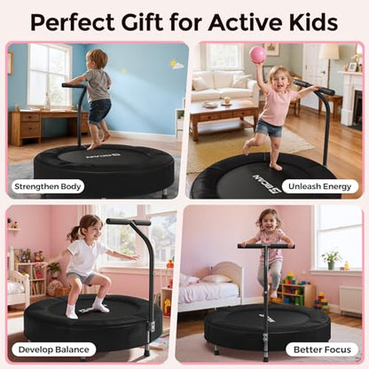 BCAN SP1 36'' Toddler Trampoline, ASTM Certified - Kids Trampoline for Ages 1-6, Foam Handle & Safe Thickened Cover, Mini Trampolines for Kids Indoor, Easy to Assemble| FED Fitness - color: Black-Classic