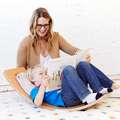 ECR4Kids Wooden Rocking Balance Board with Non-Slip Felt Base, Montessori Toy, Black - color: Black