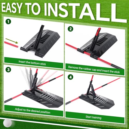 Golf Alignment Sticks with Adjustable Angle Holder - 3-in-1 Swing Trainer Aid Set for Putting, Aiming & Posture Correction - Professional Golf Practice Equipment for Men Women