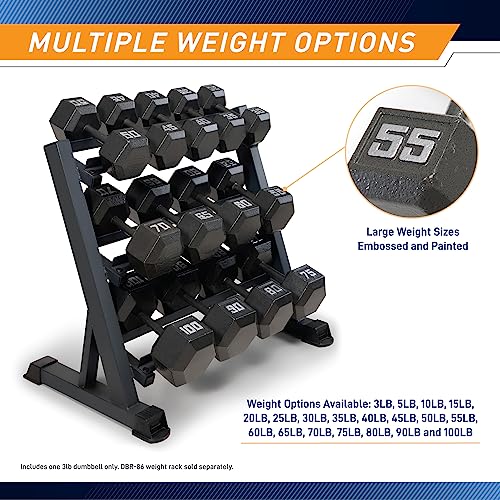 Marcy Cast Iron Hex Dumbbells Collection - Available size from 3-lb to 100-lb, SOLD INDIVIDUALLY - style: 3lbs
