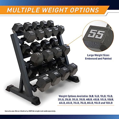 Marcy Cast Iron Hex Dumbbells Collection - Available size from 3-lb to 100-lb, SOLD INDIVIDUALLY - style: 3lbs