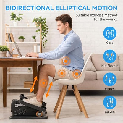 Under Desk Elliptical, Leg Exerciser While Sitting for Seniors with 12-Speeds & Remote Control, Portable Elliptical Machine Trainer Foot Pedal Exerciser for Home
