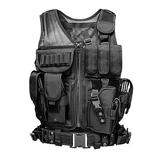 Trainning Tactical Airsoft Paintball Combat Swat Assault Army Shooting Hunting Outdoor Molle Police Vest - color: Breathable Black