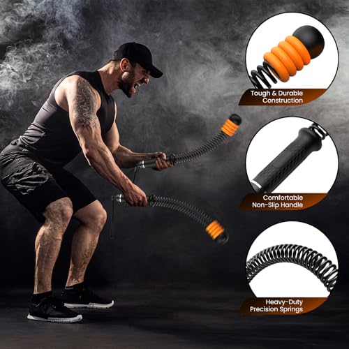 2PCS Adjustable Weighted Ropeless Battle Ropes, Heavy Duty Cordless Battle Rope, HIIT, Cardio, Full-Body Workout Tool, Non-Slip Spiral Handles, Home Gym Equipment, Women and Men Black