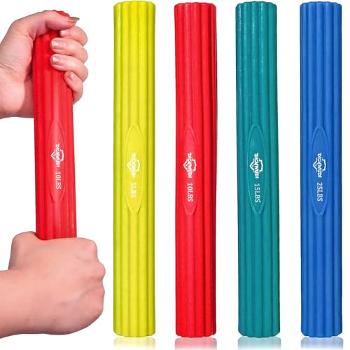 Flex Therapy Bar and Grip Strength Trainers set, Physical Therapy & Resistance Bar for Golfers Elbow, Tendinitis, Wrist,Forearms Pain, Improve Grip Strength and Relieve Pain - color: Yellow/Red/Green/Blue