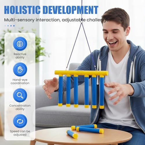 Reflex Game – Hand Eye Coordination Interactive Toys with Falling Sticks Challenge, Boosting Focus and Reaction Benefits, Perfect for Kids, Family, Boys, Girls, Home, School, Indoor or Outdoor Play