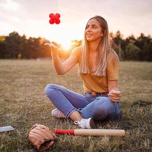 Toddmomy Hexagonal Reaction Training Ball 7cm Red Silicone Agility Fitness Ball for Speed and Reflex Exercises in Baseball, Tennis, Soccer, and Ping Pong Training