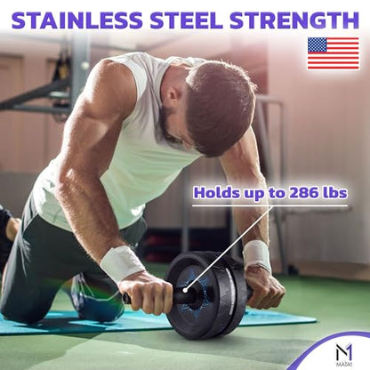 Ab Roller Wheel, Abs Workout Machine, Perfect for Core & Abdominal Strength Training, Exercise Wheels for Home Gym w/Knee Pad, Fitness Equipment for Sports