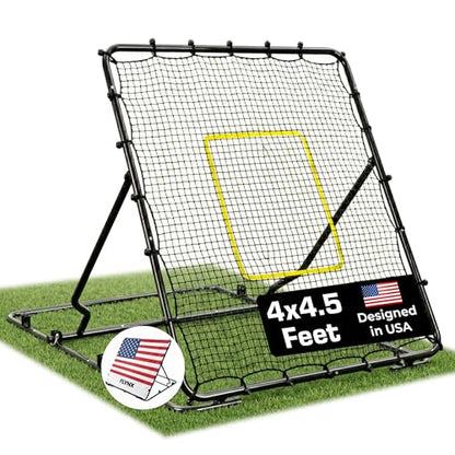 Baseball Rebounder Net 4 x 4.5 ft, Pitch Back Net with 3 Adjustable Angles, Heavy-Duty Steel Frame, 36-Ply Net, Stable Training Net for Baseball, Volleyball, Softball Fielding Practice