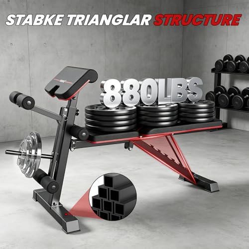 Yagud Weight Bench Press, Adjustable Workout Bench, Foldable Strength Bench - color: Upgrade Red